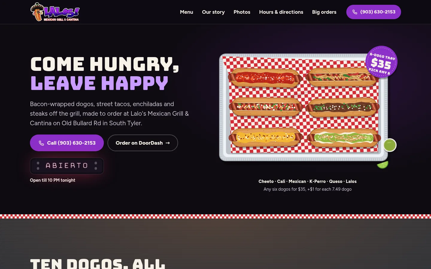 The Lalo's Mexican Grill & Cantina website