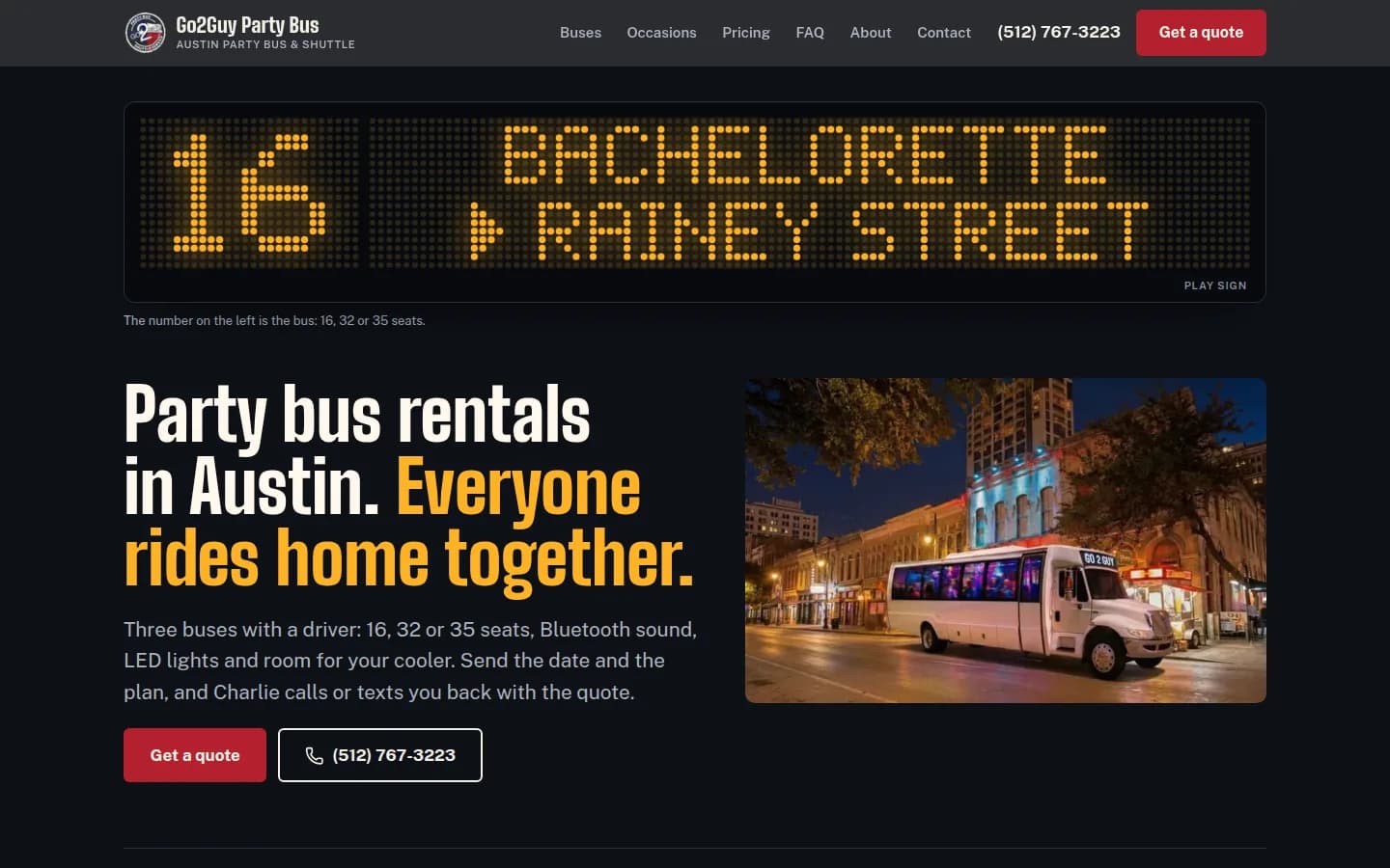 The Go2Guy Party Bus & Shuttle Service website